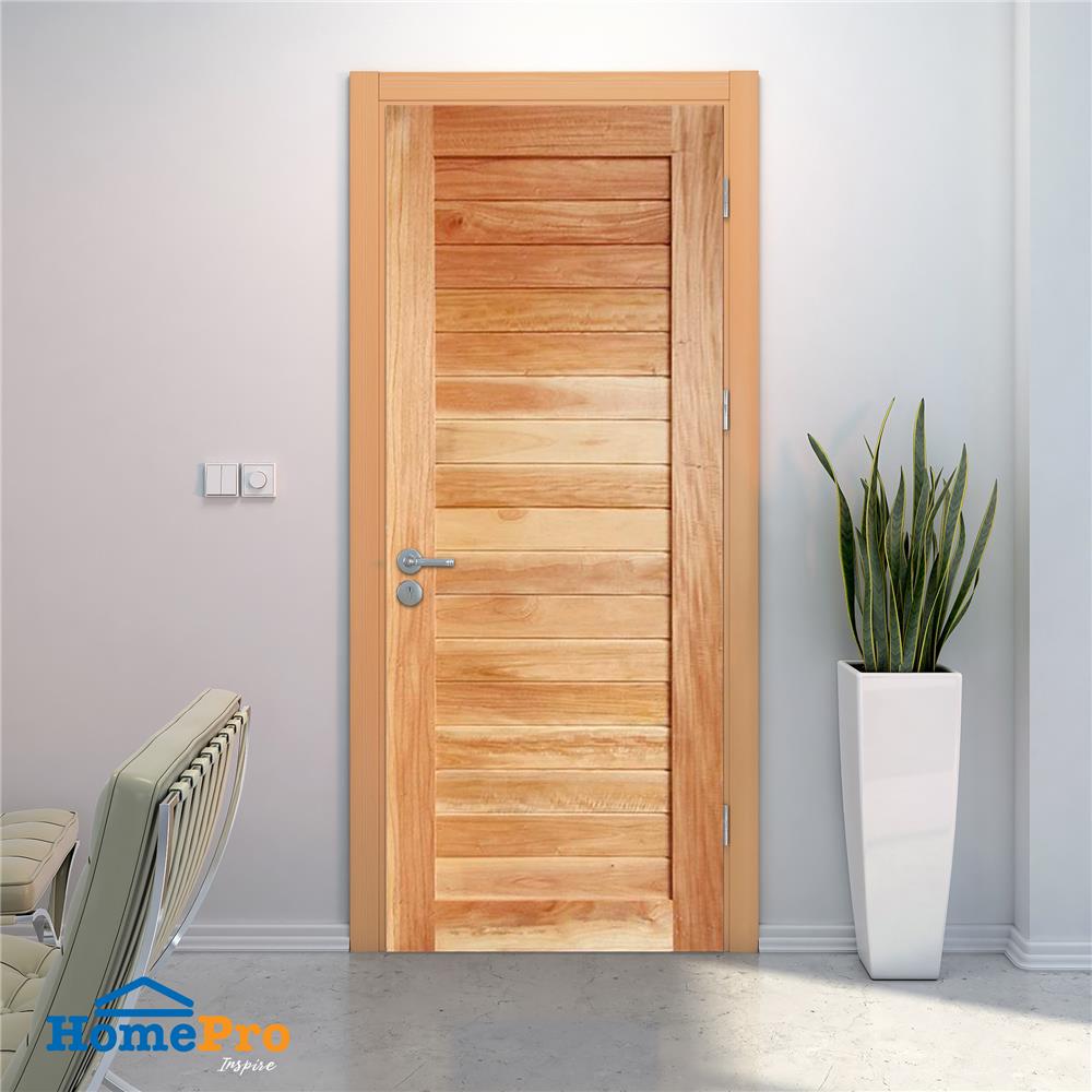 ประตูไม้เนื้อแข็ง AZLE MODERN 80X200 ซม. ทำสี ไม่เจาะลูกบิด