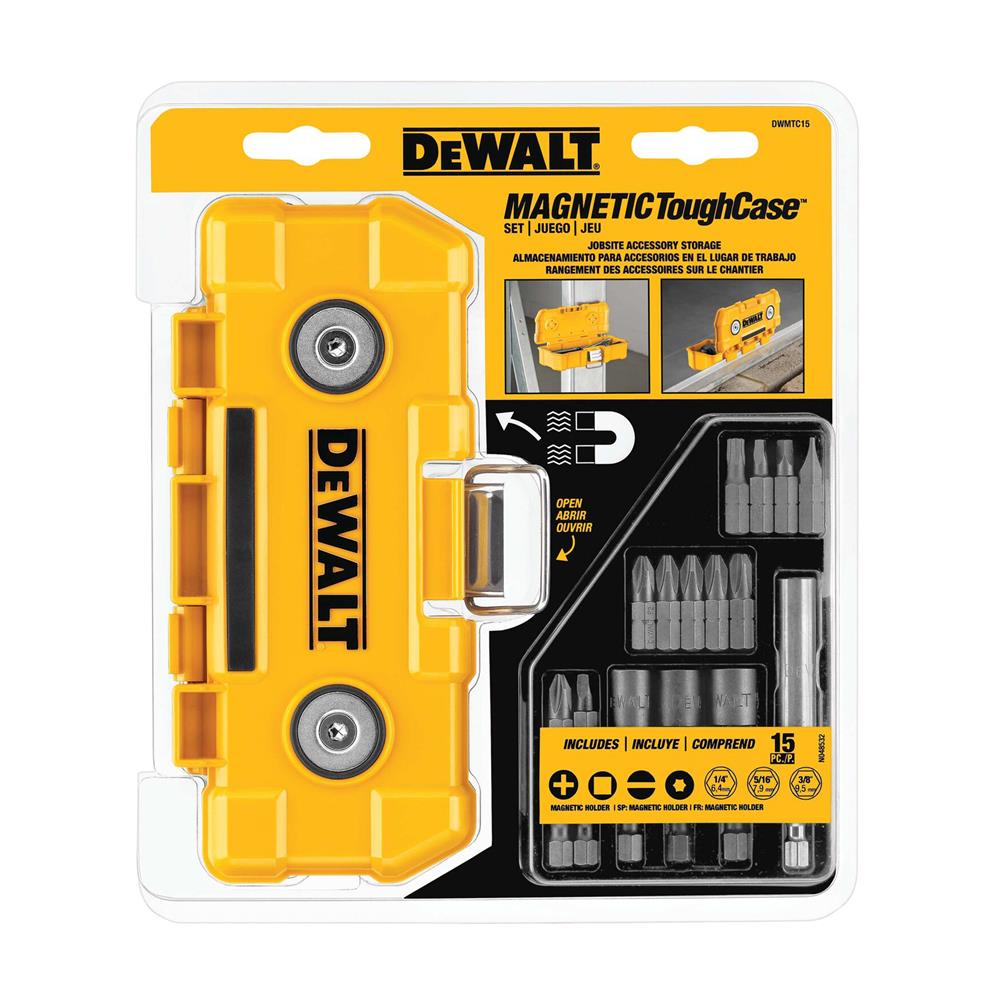 กล่องเครื่องมือแม่เหล็ก DEWALT DWMTC15 MAGNETIC TOUGH CASE ชุดดอกไขควง 15 ชิ้น
