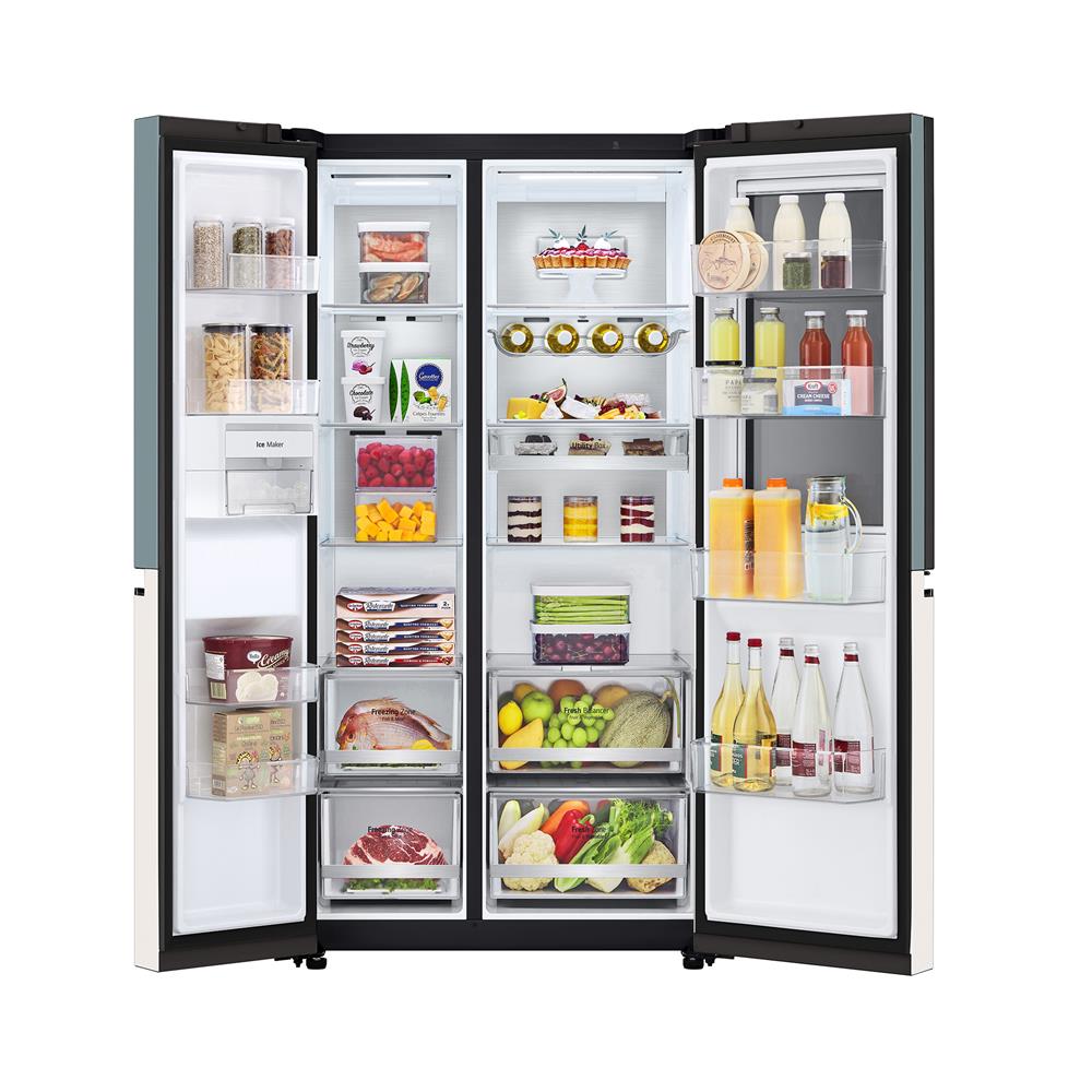 ตู้เย็น SIDE BY SIDE LG GC-Q257CMFW.ATEPLMT 23.1 คิว สีเขียวเบจ