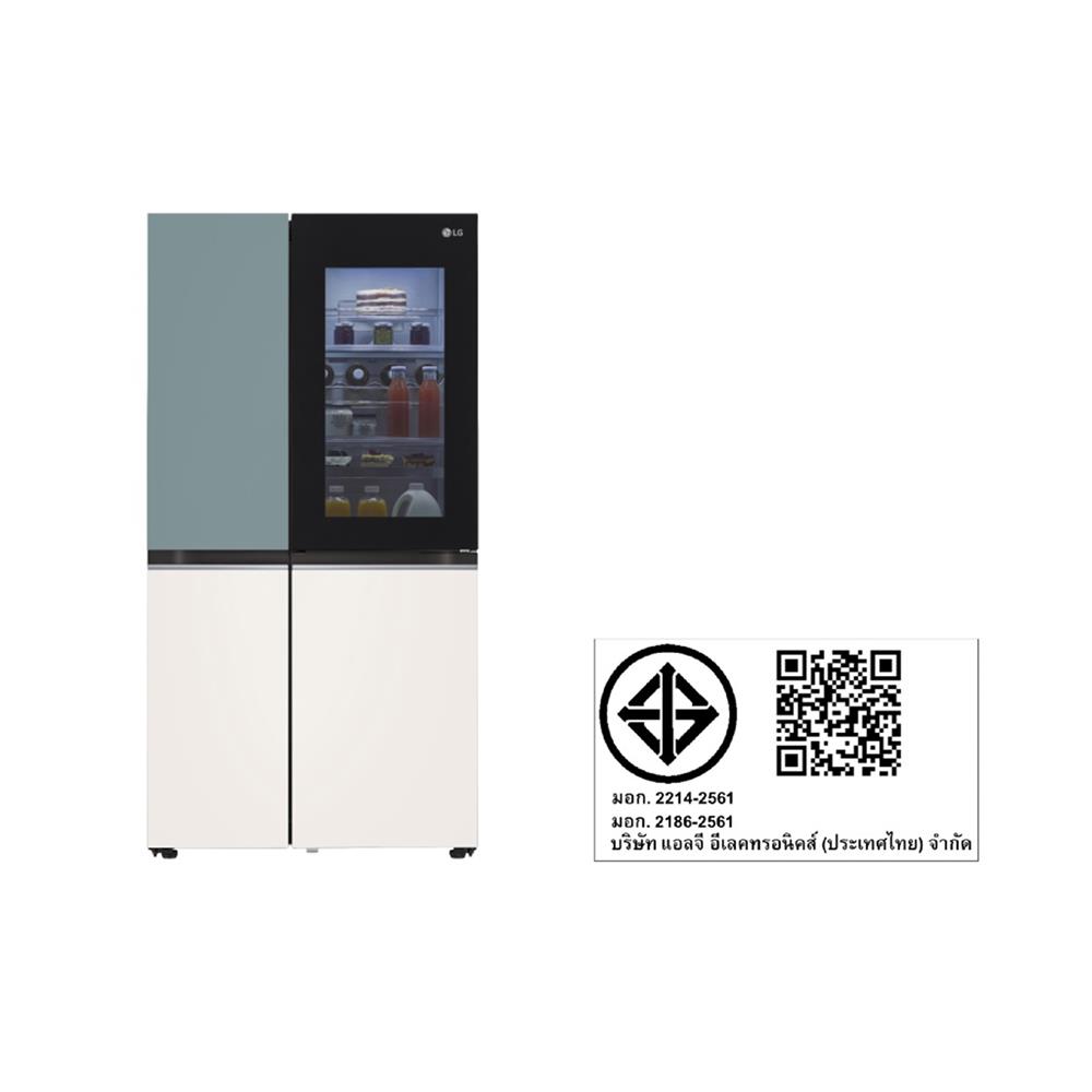 ตู้เย็น SIDE BY SIDE LG GC-Q257CMFW.ATEPLMT 23.1 คิว สีเขียวเบจ
