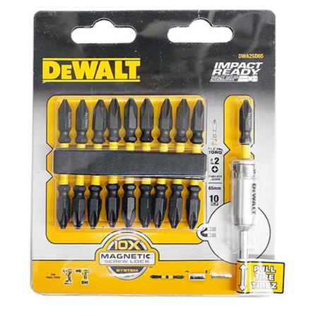 ชุดดอกไขควงพร้อมหัวแม่เหล็ก DEWALT DWA2SD65 10 ชิ้น_1