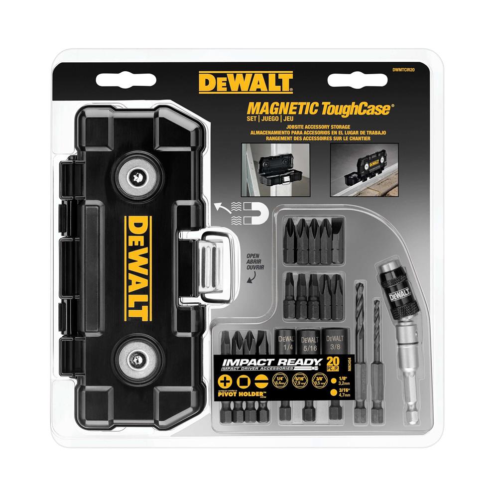 ชุดดอกไขควงและกล่องแม่เหล็ก DEWALT DWMTCIR20 MAGNETIC TOUGH CASE 20 ชิ้น