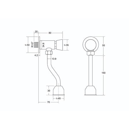 ฟลัชวาล์วโถชายท่อโค้ง RASLAND L1211-L56999 สีโครม_4