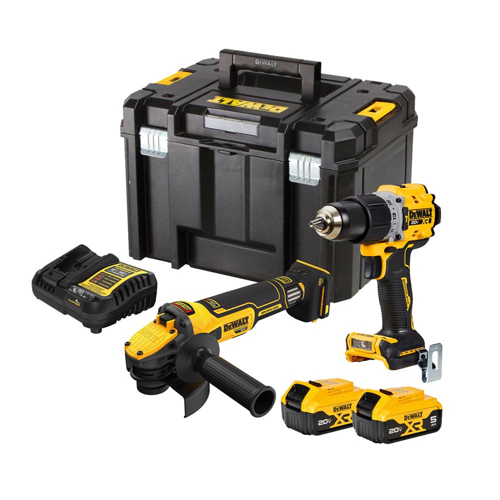 ชุดสว่านกระแทกและเครื่องเจียร (พร้อมแบตเตอรี่) DEWALT DCK2216P2T-B1 18 โวลต์ (สูงสุด 20 โวลต์)