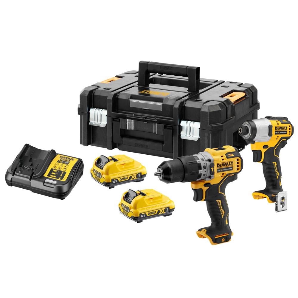 ชุดสว่านและไขควงกระแทกไร้สาย (พร้อมแบตเตอรี่) DEWALT DCK2111L2T-B1 12 โวลต์