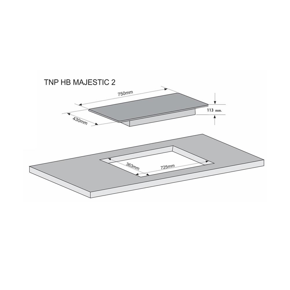 เตาฝังแก๊ส TECNOPLUS HOB TNP HB MAJESTIC 2 75 ซม.
