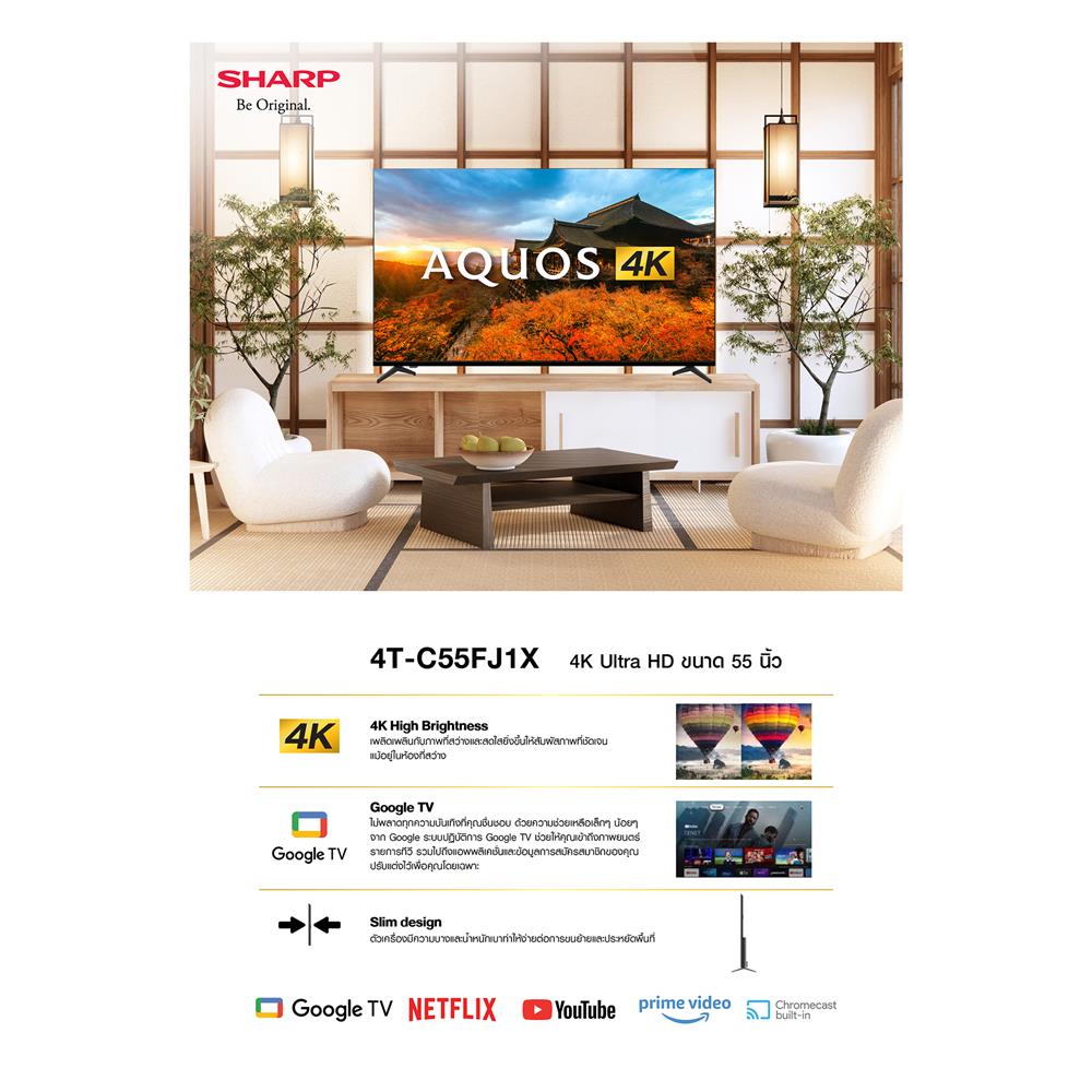 ทีวีแอลอีดี 55 นิ้ว SHARP (4K, LED, GOOGLE TV) 4T-C55FJ1X