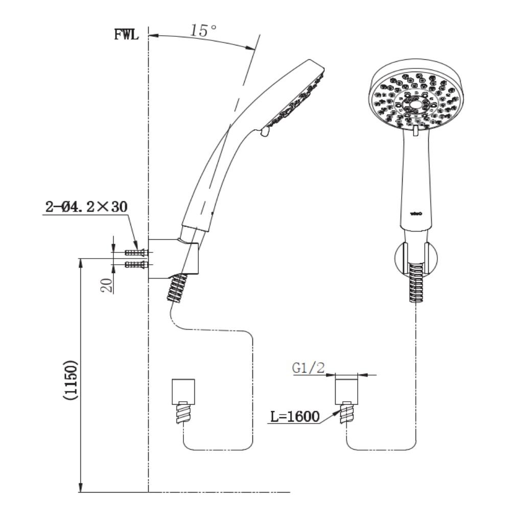 ชุดฝักบัวสายอ่อน 5 ระดับ TOTO TBW01018T สีโครม
