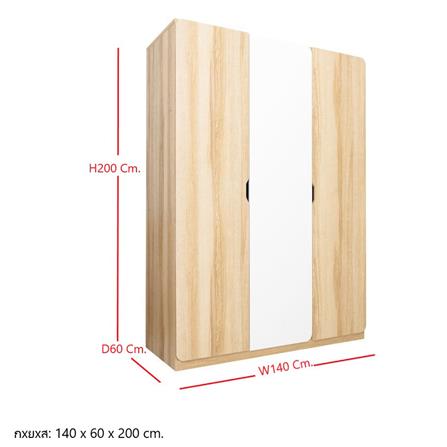 ตู้เสื้อผ้า 3 บานเปิด KONCEPT EMBRACE 19225463 ลินด์เบิร์ก/ขาว_11