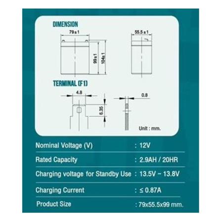 แบตเตอรี่แห้ง KATZUNI 12V2.9AH (KZ12V2.9)_4