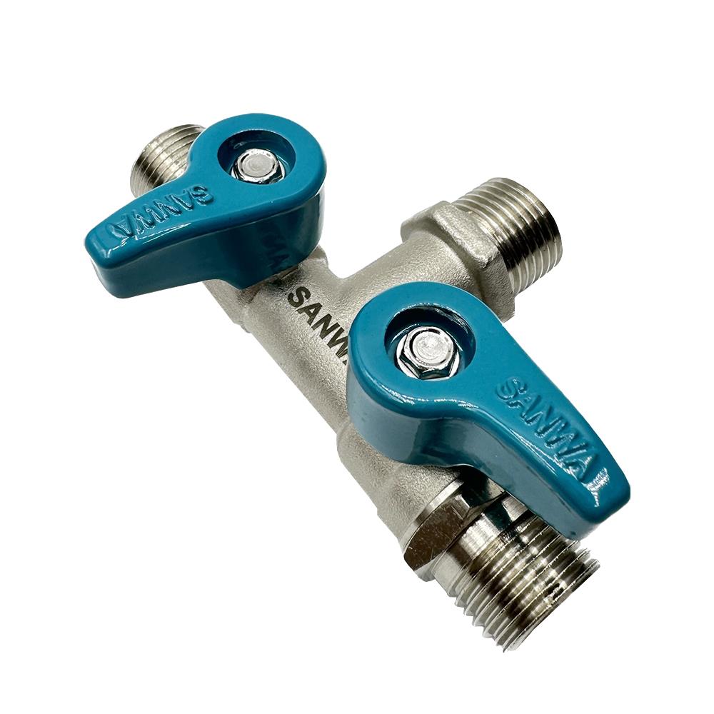 มินิบอลวาล์ว SANWA MALE/MALE/MALE 3 ทาง 2 วาล์ว 1/2 นิ้ว