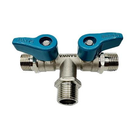 มินิบอลวาล์ว SANWA MALE/MALE/MALE 3 ทาง 2 วาล์ว 1/2 นิ้ว