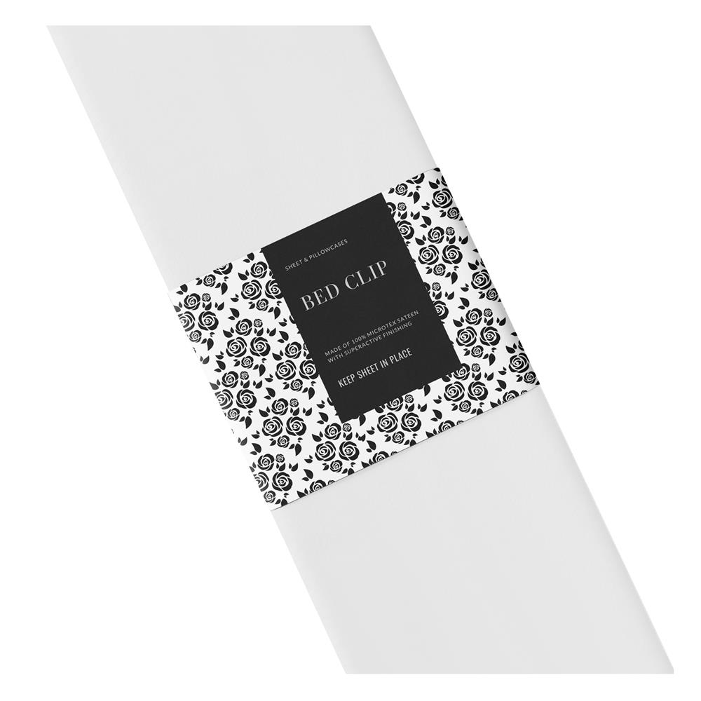 ชุดผ้าปูที่นอน 8 ฟุต 3 ชิ้น BED CLIP MICROTEX สี WHITE