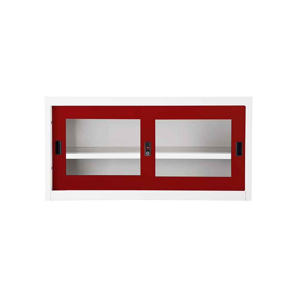 ตู้เหล็กบานเลื่อนกระจก KIOSK USB-2 สีขาว/แดง