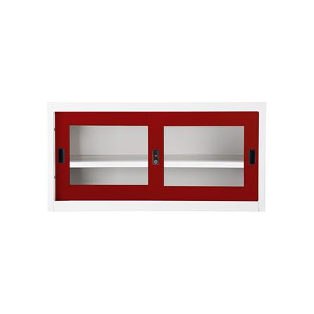 ตู้เหล็กบานเลื่อนกระจก KIOSK USB-2 สีขาว/แดง_0