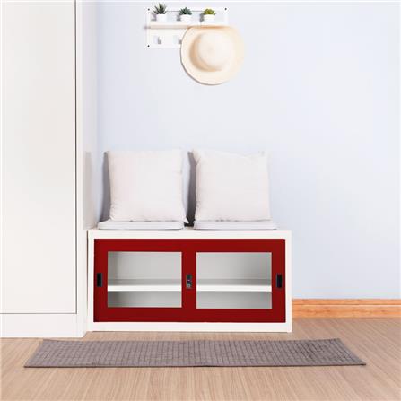 ตู้เหล็กบานเลื่อนกระจก KIOSK USB-2 สีขาว/แดง_3