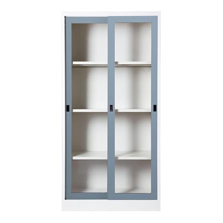 ตู้เหล็กสูงบานเลื่อนกระจก KIOSK SGD-18 สีเทาอ่อน_0