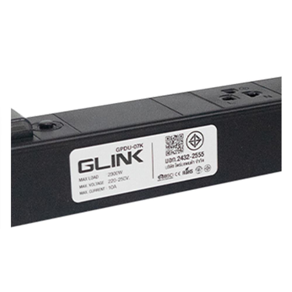 รางปลั๊กไฟตู้ RACK 6 ช่อง 1 สวิตซ์ GLINK GPDU-07K 2 ม.