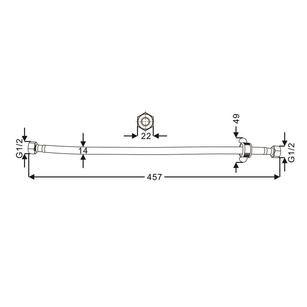 สายน้ำดีโพลิเมอร์น้ำอุ่น-น้ำเย็น MOYA MY PET-1888 18 นิ้ว สีเทา