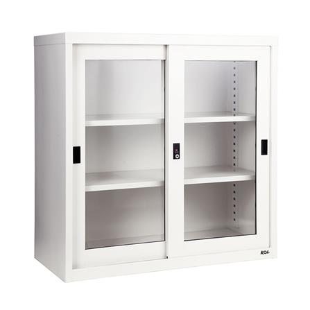 ตู้เหล็กบานเลื่อนกระจก KOL KGD-3 สีขาว_1