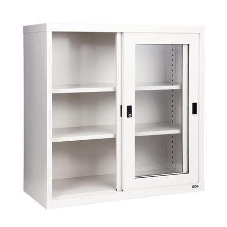 ตู้เหล็กบานเลื่อนกระจก KOL KGD-3 สีขาว_2