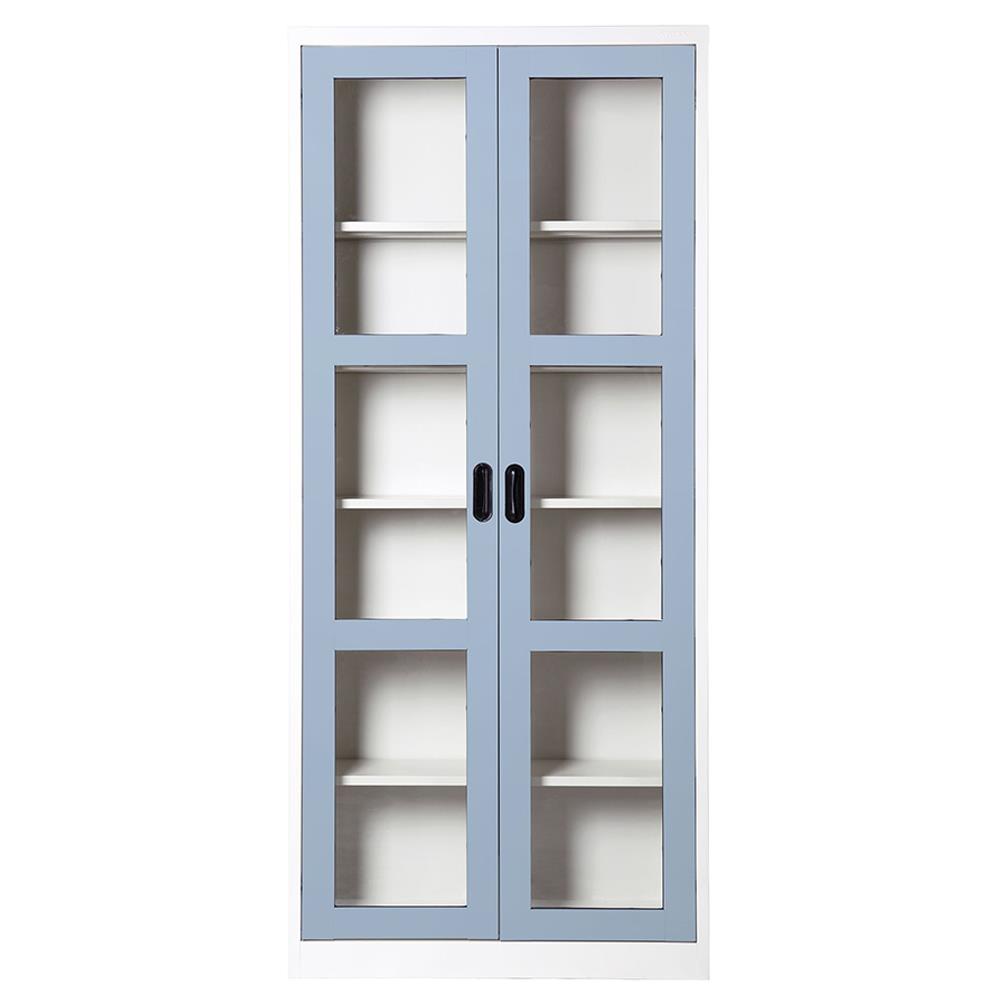 ตู้เหล็กสูงบานเปิดกระจก KIOSK MAX-052 สีเทาอ่อน