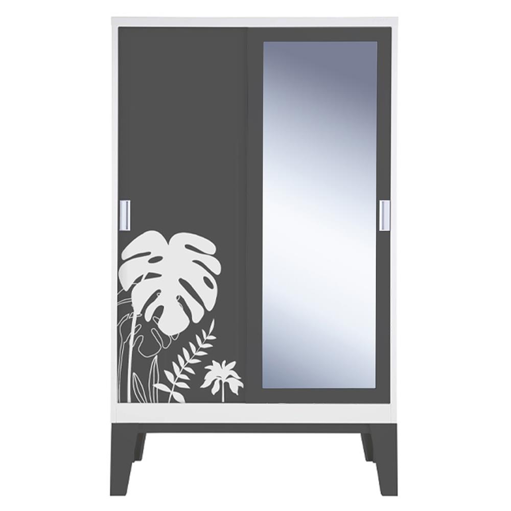 ตู้เสื้อผ้าเหล็กบานเลื่อนผสมกระจกเงา KIOSK WD-05 GR 120 ซม. สีเทา
