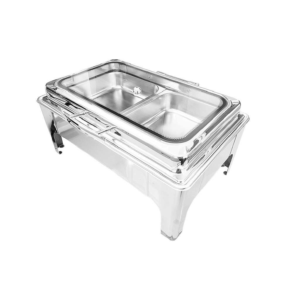 อ่างอุ่นอาหารเหลี่ยม 2 ช่อง ฝากระจกไฮดรอลิก 9 ลิตร KECH