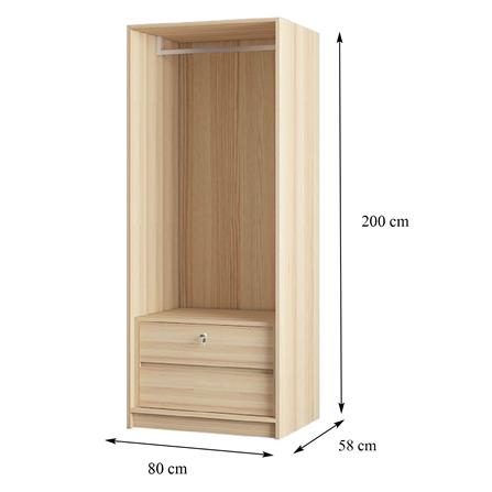 โครงตู้เสื้อผ้า 1 ราวแขวน 2 ลิ้นชัก FURDINI KEEPER 80 ซม. สี PINE OAK_3
