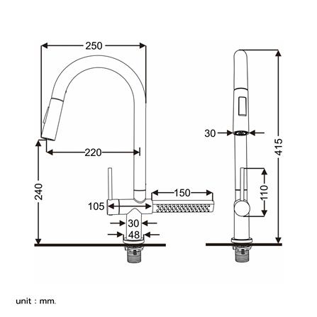 ก๊อกซิงค์เดี่ยวเคาน์เตอร์ RASLAND RA A124-A141516 สเตนเลส_6