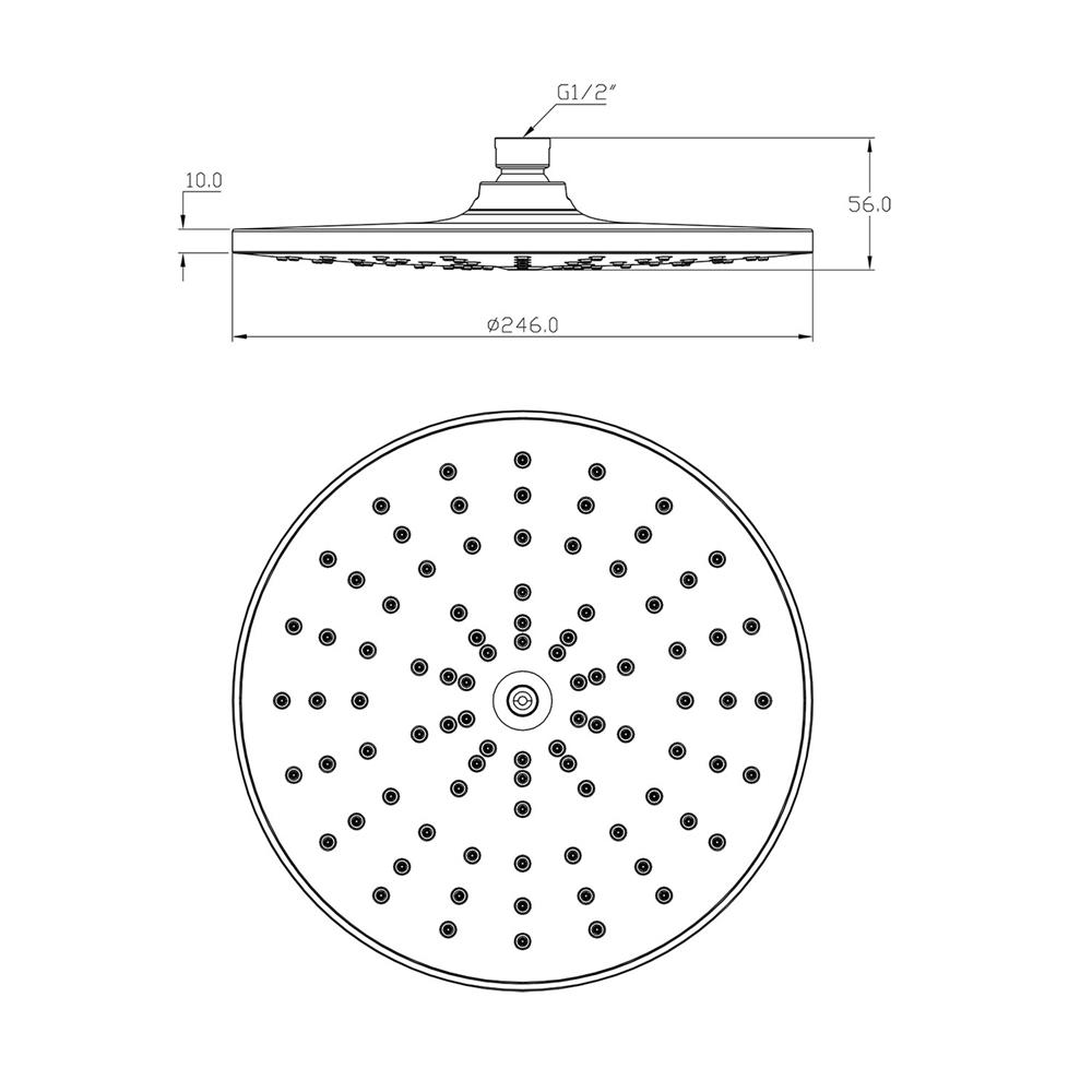 ฝักบัวก้านแข็ง HANG WS-434OH 25 ซม. สีโครม
