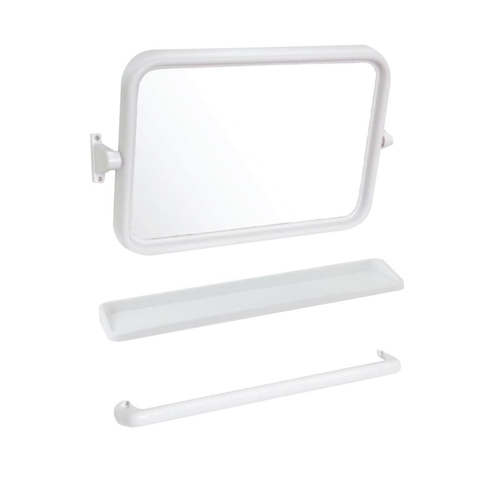 กระจกพลาสติกชุดเหลี่ยม 3 ชิ้น ELEGANCE EG-9601 สีขาว