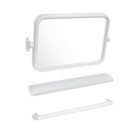 กระจกพลาสติกชุดเหลี่ยม 3 ชิ้น ELEGANCE EG-9601 สีขาว