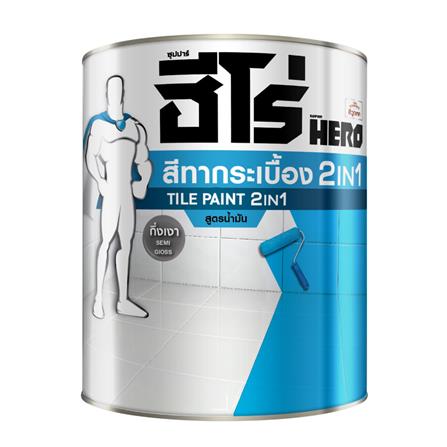 สีน้ำมันทากระเบื้อง WOODTECT HERO 2 IN 1 H2-T370 สีน้ำเงิน กึ่งเงา 1/4 แกลลอน_0