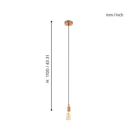 ไฟช่อ EGLO ADRI 1 96919 สีทองแดง/ดำ 1 หัว_2