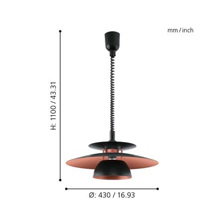 ไฟช่อ EGLO BRENDA 31666 สีดำ/ทองแดง 1 หัว_3