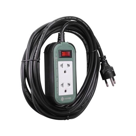 บล็อกยางพลาสติก 2 ช่อง 1 สวิตซ์ TOSHINO PPS315T 10 ม. สีเขียว/ดำ_1