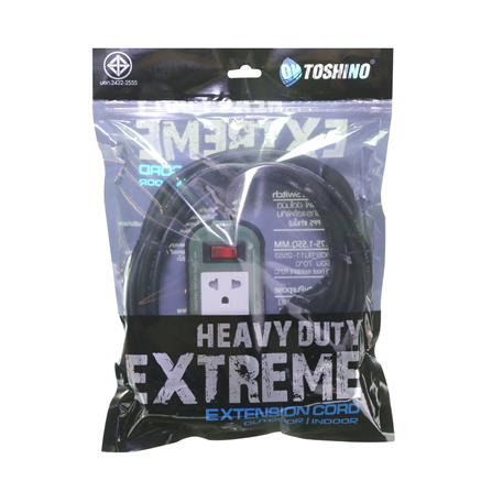 บล็อกยางพลาสติก 2 ช่อง 1 สวิตซ์ TOSHINO PPS315T 10 ม. สีเขียว/ดำ_5