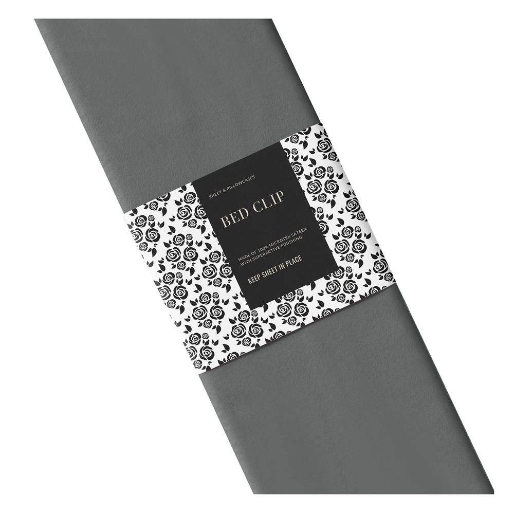 ผ้าปูที่นอน 8 ฟุต BED CLIP MICROTEX สี DARK GREY