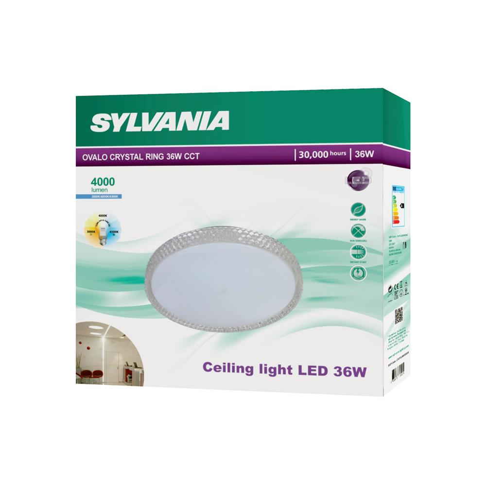 ไฟเพดาน LED SYLVANIA OVALO CRYSTAL RING 16 นิ้ว 36 วัตต์ DAYLIGHT/COOL WHITE/WARM WHITE สีขาว