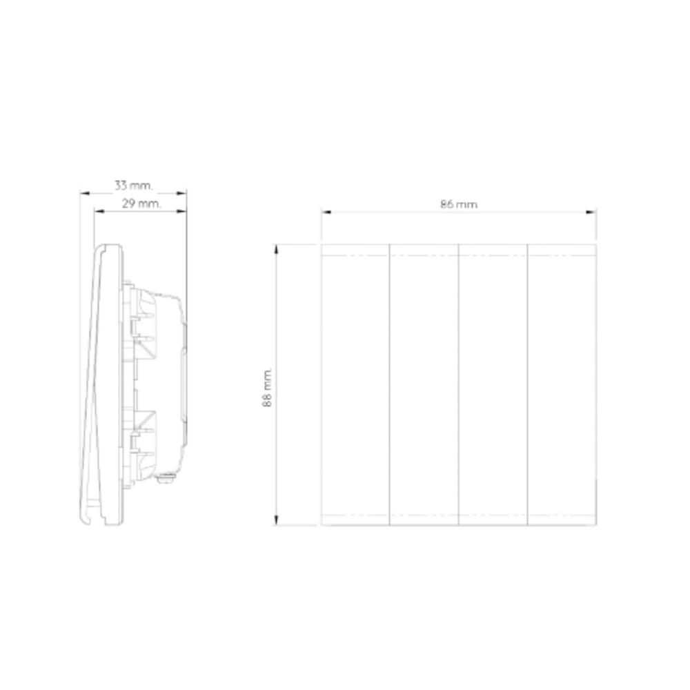 ชุดสวิตซ์ 1 ทาง 4 ช่อง SAHN D041-SL สีเงิน