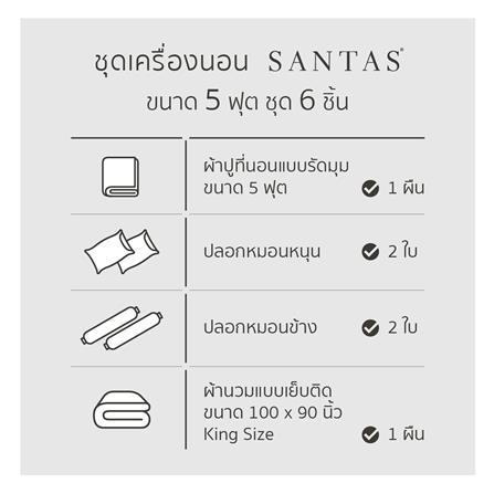 ชุดผ้าปูที่นอน 5 ฟุต 6 ชิ้น SANTAS AMIABLE สี BL_6