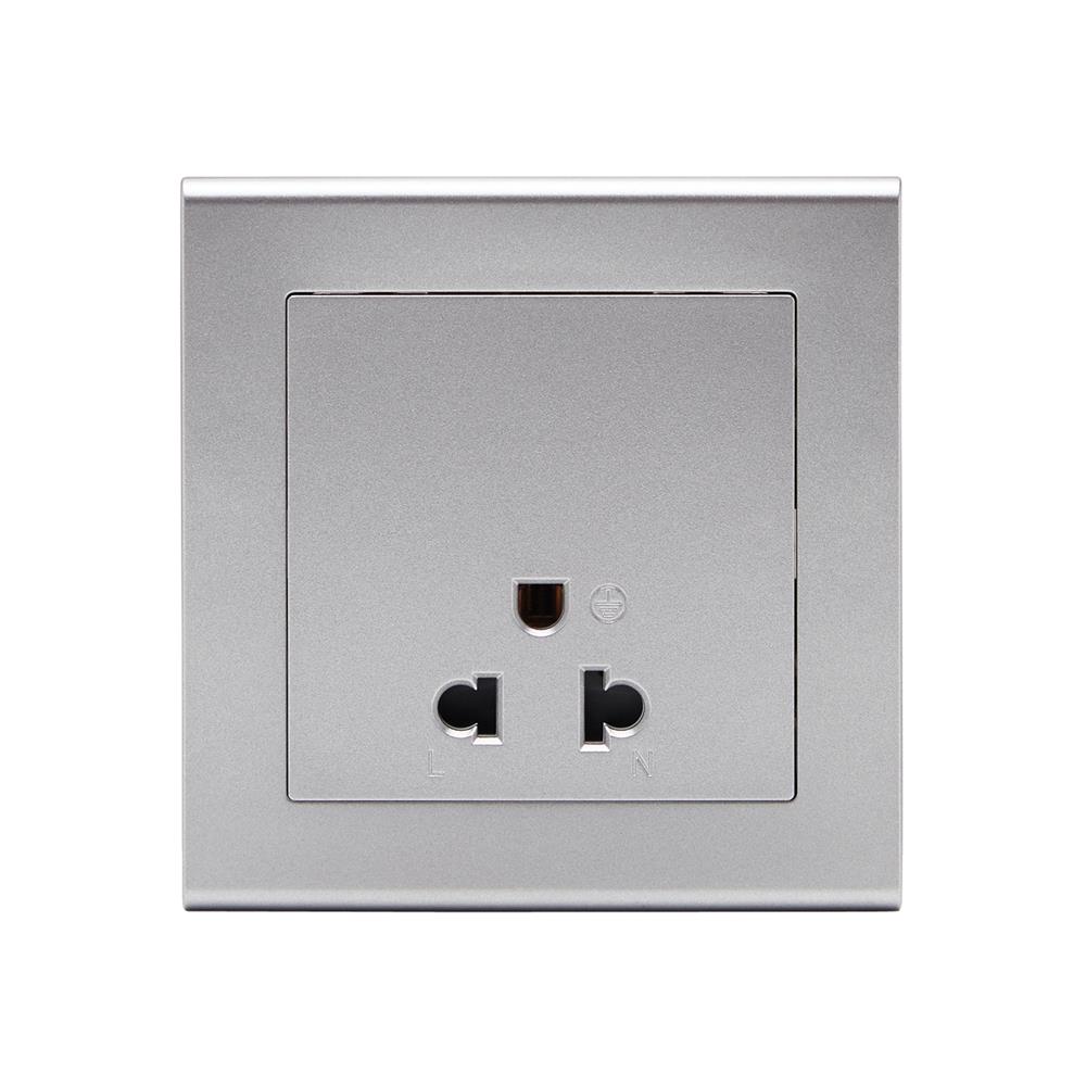 ชุดเต้ารับเดี่ยว 3 ขา SAHN D10L-SL สีเงิน_0