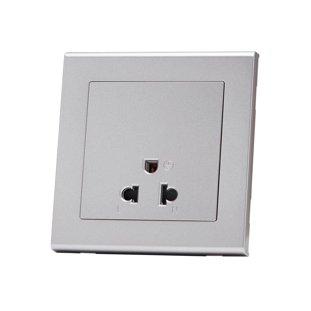 ชุดเต้ารับเดี่ยว 3 ขา SAHN D10L-SL สีเงิน