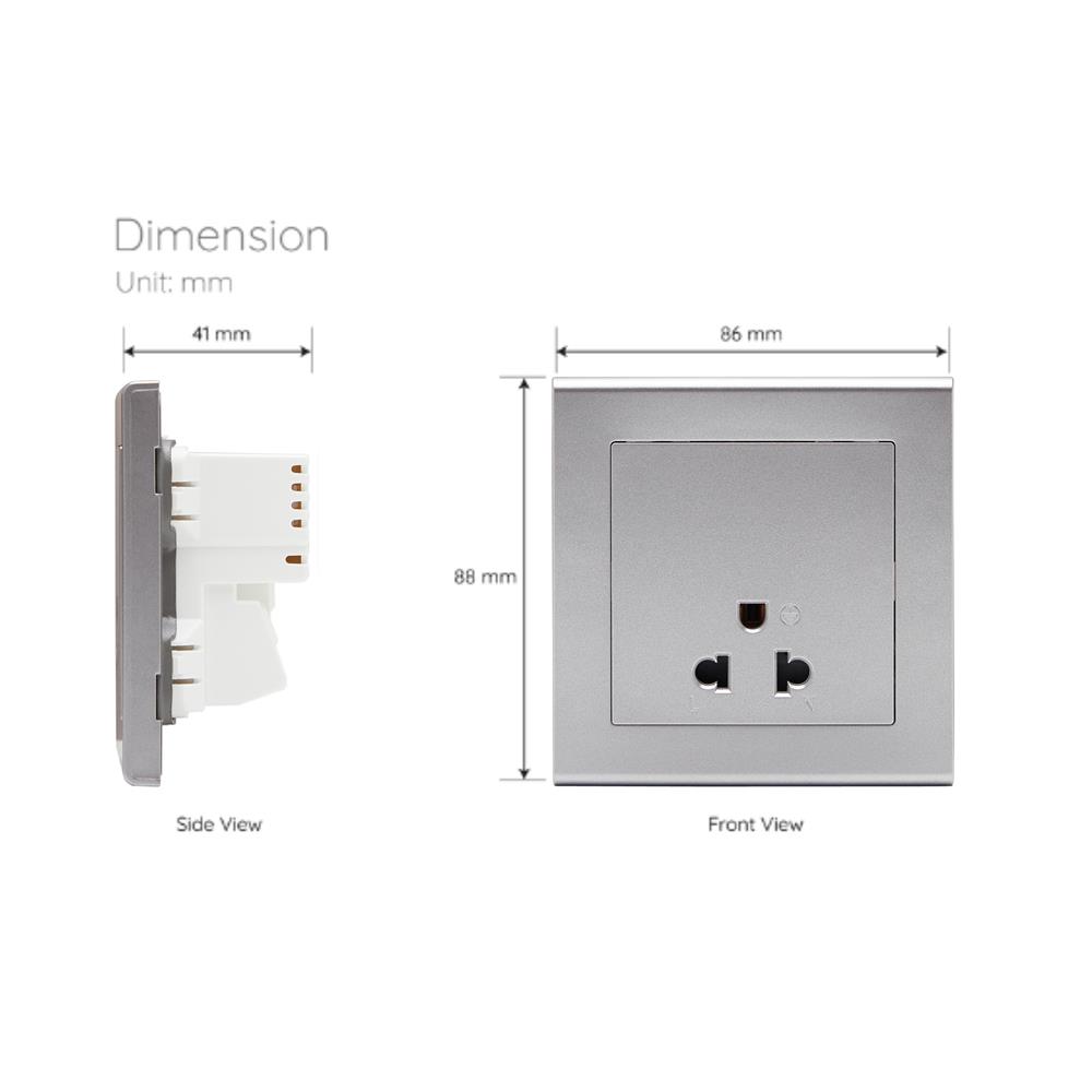 ชุดเต้ารับเดี่ยว 3 ขา SAHN D10L-SL สีเงิน