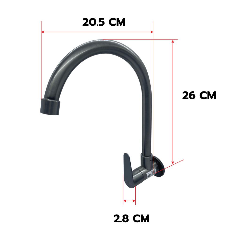 ก๊อกซิงค์เดี่ยวติดผนัง LUZERN LS-1304K สีเทา