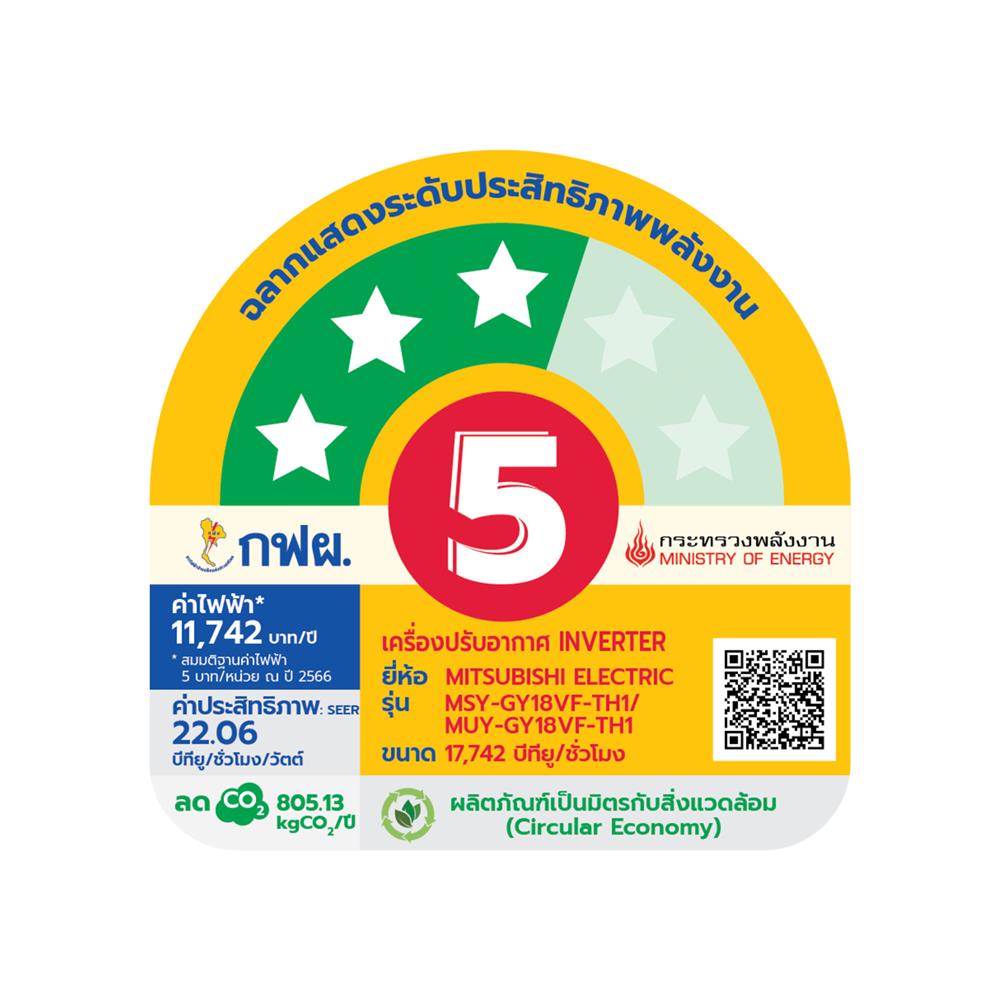 แอร์ผนัง MITSUBISHI MSY-GY18VF 17742 บีทียู อินเวอร์เตอร์