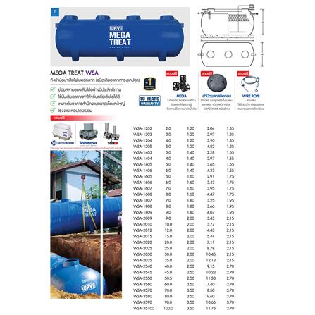 ถังบำบัดน้ำเสียไฟเบอร์กลาสชนิดเติมอากาศ ทรงแคปซูล WAVE WSA2030-30000 ลิตร สีน้ำเงิน_2