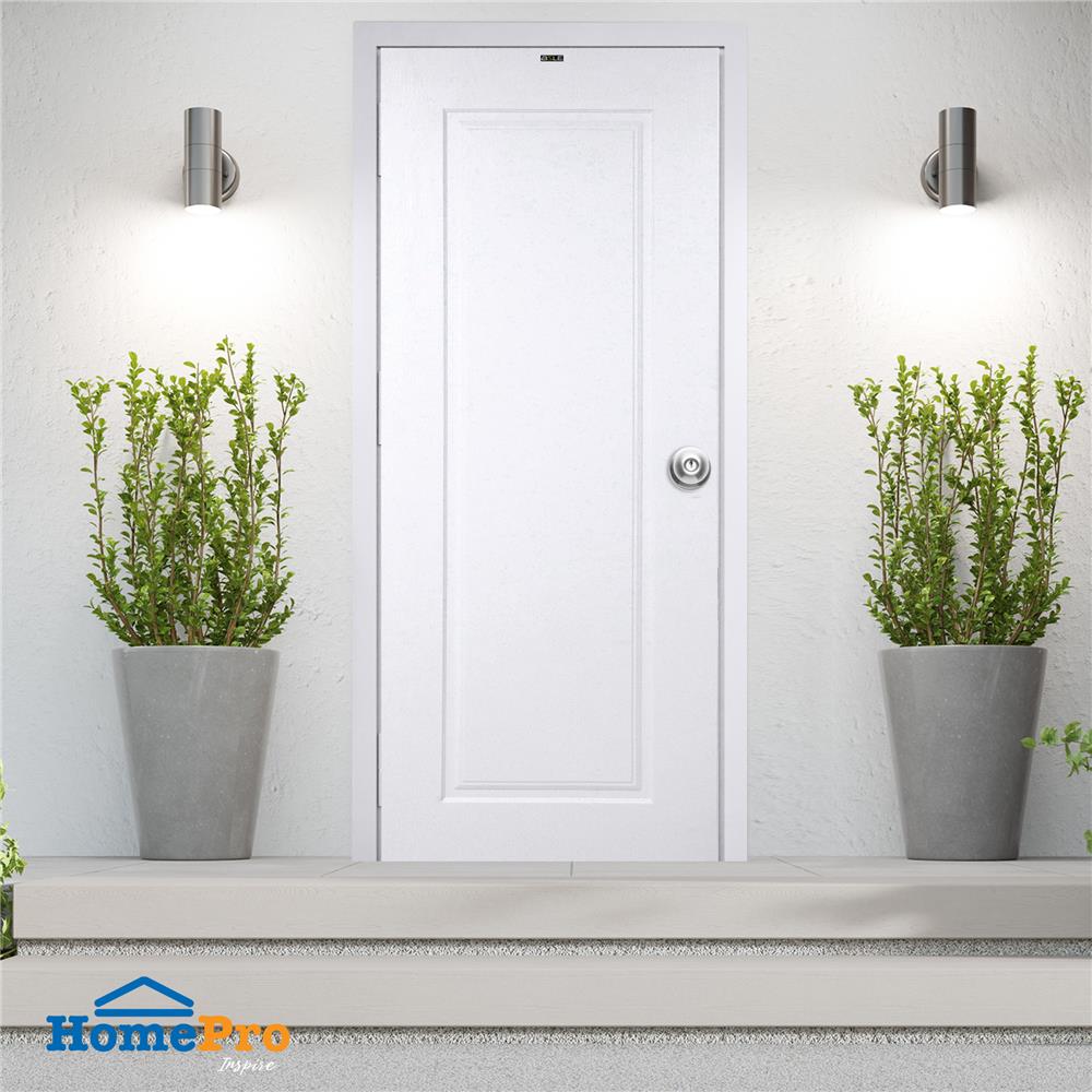 ประตูภายนอก UPVC AZLE PZN4 80X200 ซม. สีขาว เจาะลูกบิด