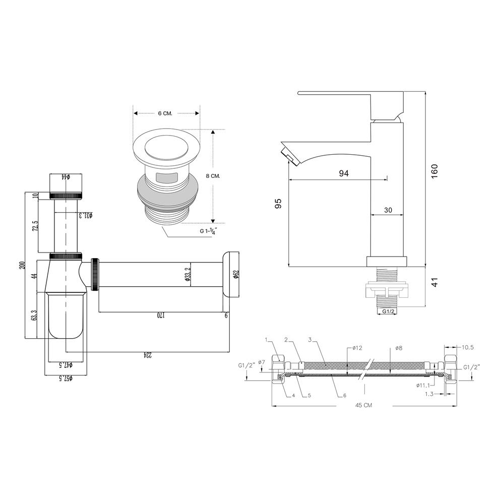 ชุดก๊อกอ่างล้างหน้า DONMARK GL-5120 สีเงิน